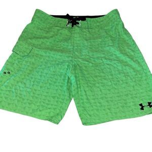 LN Under Armour Heat Gear Loose Swim Board Shorts GREEN SIZE 36